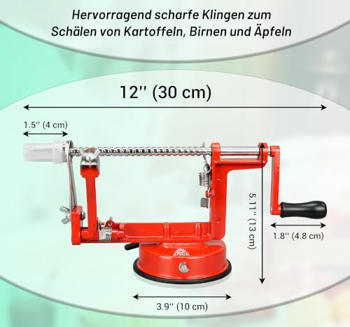 Apfelschäler Schneider Entkerner – (Zusätzliche 2 Klingen & 1 Entkerner) 3-in-1 Küchen-Schälmaschine für Gemüse und Obst… – Ansicht 5