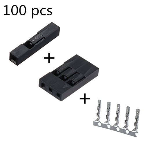 ILS. - 100 Pieces 1P+ 3P Dupont Jumper Wire Housing + Female Pin Connector 2.54mm Interval
