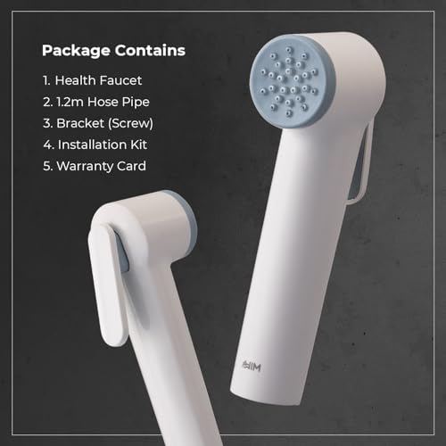 Image of Mila Health Faucet Snowdrift | ABS White Handheld Bidet Spray| with 1.2m SS304 Hose Pipe | Modern Jet Spray for Toilet Hygiene | Anti-Slip Grip, Leak-Free, Easy Install | Bathroom Fitting