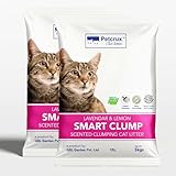 PetCrux Smart Clump Cat Litter 10kg 100% Natural Bentonite Odour Lock Lavender and Lemon Scented Clay Dust Free Premium Absorbent Eco-Friendly Sand for All Breeds of Cats 2 Packs of 5 Kgs (Combo)