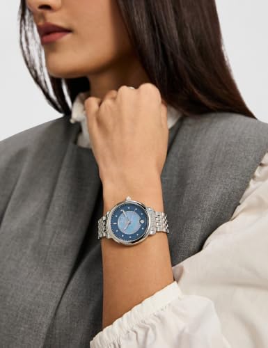 Image of Xylys Quartz Analog Blue Dial Silver Stainless Steel Strap Watch for Women