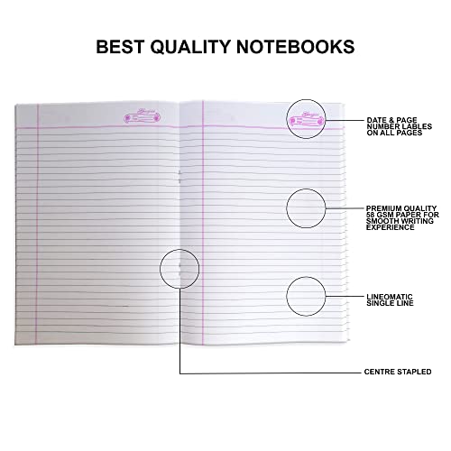 Image of A4 Notebook | 172 Pages | Single Line | Soft Bound | 29.7 X 21 cm | Pack of 6