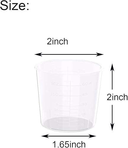 Miniatura 2 de Paquete de 30 vasos graduados de plástico de 2 onzas, vasos transparentes de 2 onzas con 30 varillas de madera para mezclar pintura, manchas, epoxi,