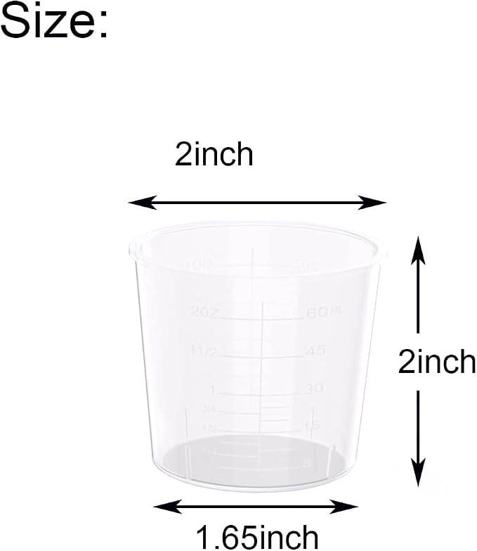 Pack de 30 vasos plásticos graduados de 2 onzas miniatura 3