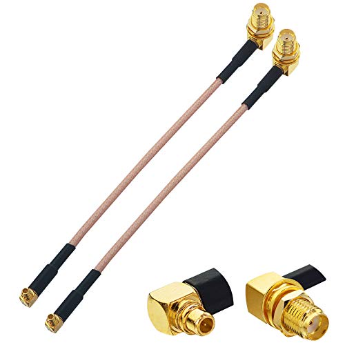 YILIANDUO Cable coaxial de SMA a MMCX RG316 12cm Cable de extensión de ángulo Recto SMA Hembra a ángulo Recto Macho MMCX de Codo MMCX a Cable coaxial Extensor de Antena SMA Paquete de 2 Cover