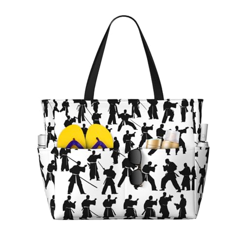Sac à bandoulière imperméable grand sac de plage noir arts martiaux pour tout ranger sans encombre