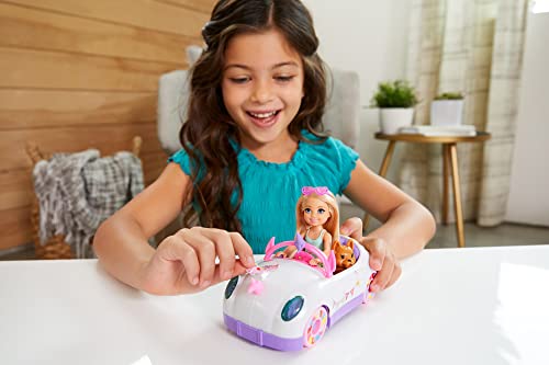 Barbie Club Chelsea Doll (6-Inch Blonde) with Open-Top Rainbow Unicorn-Themed Car, Pet Puppy, Sticker Sheet… - Image 8