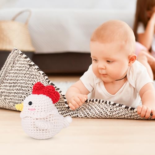 Image of Crochetta Crochet Kit for Beginners, Squeeze Bubble Amigurumi Crocheting Kits w Step-by-Step Video Tutorials, Knitting Starter Supplies for Adults Kids, Anxiety Relief Bubble Chicken (40%+ Yarn)
