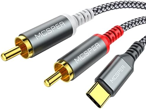 USB C to 2 RCA Audio Cable, 6.6 Ft Type-C to RCA Male to Male Y RCA Splitter, 2RCA Jack USB-C Audio Cable for Phone,Tablet, Home Theater, DVD, Amplifier, Speaker, Car Stereo Samsung Galaxy S23/S22/S21