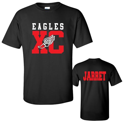 Custom Personalized Cross Country Team Design Unisex Sizing Cotton Tee Shirt Running Gift Spirit Wear Track Dad Apparel - 5000FB.BLK/RED