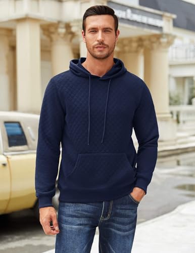 COOFANDY Mens Hooded Sweatshirt Long Sleeve Quilted Sweatshirt Casual Fashion Pullover Hoodies with Pocket2