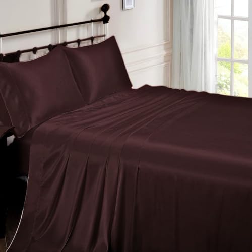 Soie de mûrier contre les frictions : parure de lit bordeaux King size douce