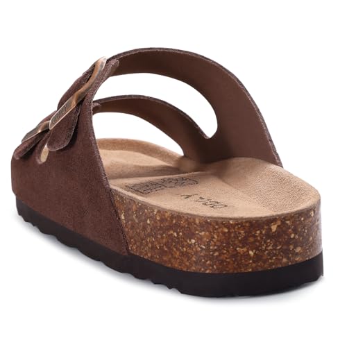 Image of ODOLY Unisex Comfortable Cork Footbed Slide Sandals with Arch Support | Adjustable Buckle, Lightweight Summer Sandals for Travel and Everyday Wear