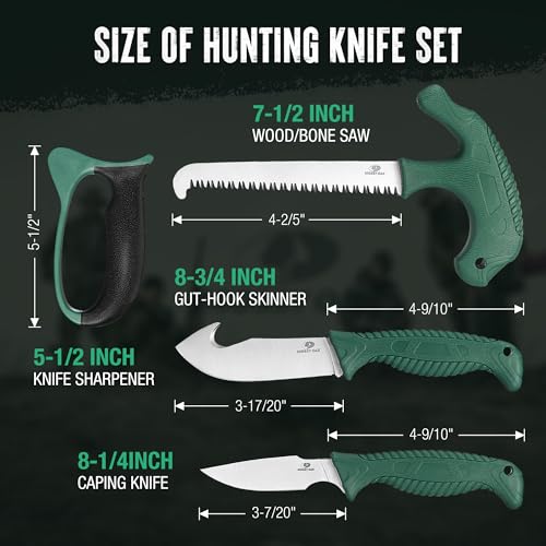 Mossy Oak Field Dressing Kit, 4 Pcs Hunting Knife Set With Portable Sheath, Gut-Hook Skinner thumb #1