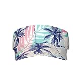 Cappelli con visiera parasole in twill rosa astratto con alberi di cocco regolabili per donne e uomini, Come da immagine, Etichettalia unica