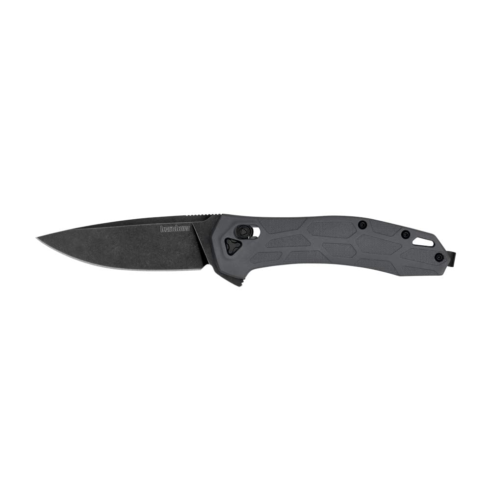 Kershaw Covalent Pocket Knife, DuraLock Lock, KVT Opening Mechanism with Drop Point Blade, Mid Size Everyday Carry with D2 Steel, Pocketclip,Gray