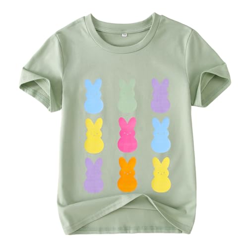 Image of Ritatte Kids Girls Easter Shirt Cute Bunny Rabbit Graphic T-Shirt Happy Easter Tees Funny Casual Short Sleeve Tops 7-12Y