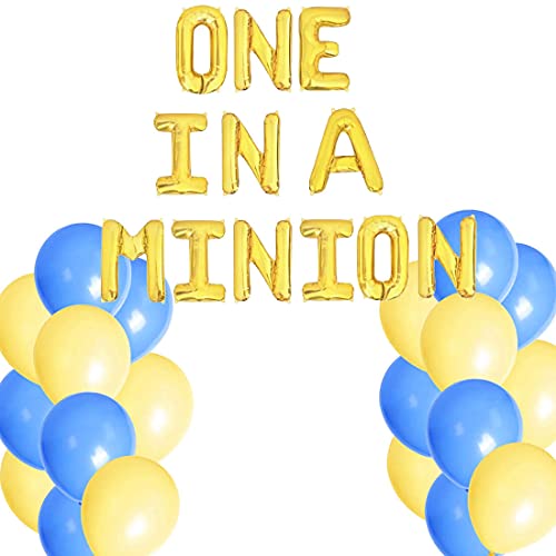 One In a Minion Baby Minions 1st Birthday Star First Birthday Despicable Me Themed Balloon Party Supplies Decorations Balloon Photo Prop for Baby Bday