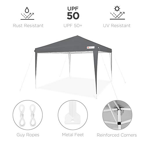 Best Choice Products 10x10ft Pop Up Canopy Outdoor Portable Folding Instant Lightweight Gazebo Shade Tent w/Adjustable Height, Wind Vent, Carrying Bag - Dark Gray