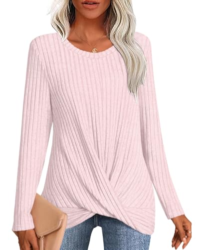 Image of HOTGIFT Women's Pullover Sweaters Winter Tunic Tops Long Sleeve Crewneck Shirts Casual Comfortable Blouse
