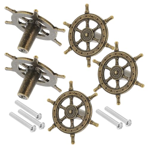 IMUSINICE 5 Pomos para Cajones de Tocador Diseño de Timón Antiguo, Aleación de Zinc, Agarre Ergonómico y Acabado Vintage para Muebles y Armarios