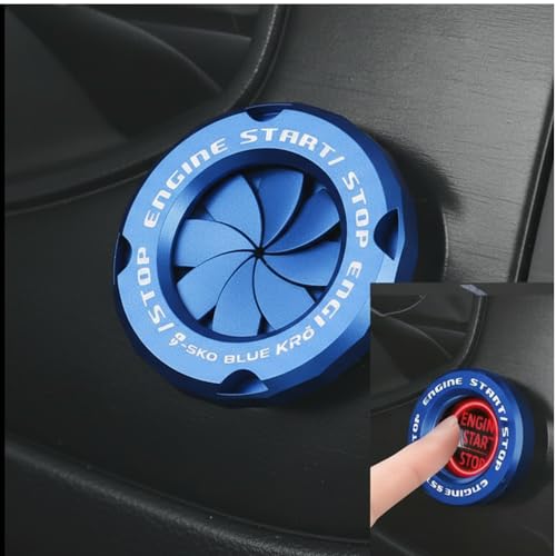 Image of SARTE Car Engine Start Stop Switch Cover Rotatable Ignition Button Protector Universal Push Start Stop Sticker Anti-Scratch Interior Decoration Accessory for All Cars (Blue)
