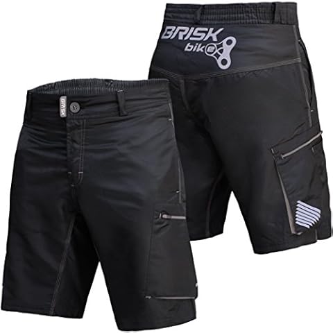 Brisk Bike MTB Men Cycling Shorts including Inner Padded Compression Shorts (Black/Grey, X-Large) Cover