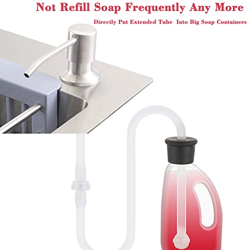 Kitchen Sink Soap Dispenser Brushed Nickel Under Countertop Dish Soap Dispenser Pump With 41" Extension Tube #TOP2