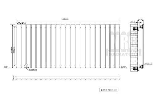 Radiateur moderne blanc 600 x 1428 mm de style vertical pour chauffage central - 8