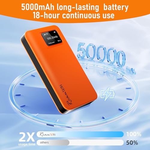 Image of RoamWiFi 4G LTE WiFi Hotspot Router, Portable Mobile Hotspot Device for International Travel, Pocket WiFi No SIM Card Needed, Connect 10 Devices, 10GB Local Data Included, 170+ Countries Coverage