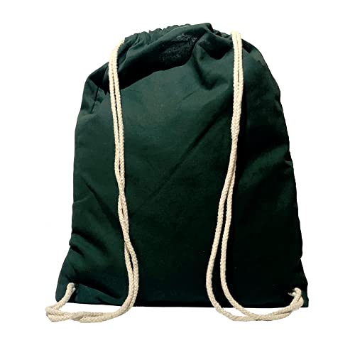 Veproli Baumwoll Turnbeutel Sportbeutel Zuziehbeutel Gymsack Sack Jute Schule Rucksack (Waldgrün)