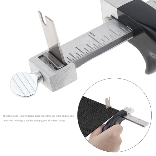 MovFlax Leather Cutting Tool Leather Strap Cutter with Aluminium Handle, Cutter Craft Tool with 2 Blades for DIY (1) by MovFlax - Image 2