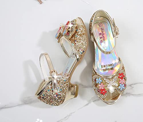 Girls Sandals Glittler Bow Dress Shoes Princess High Heels Party Wedding Flower for Kid Toddler4
