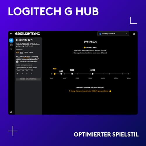 Logitech G203 Gaming-Maus mit anpassbarer LIGHTSYNC RGB-Beleuchtung, 6 programmierbare Tasten, spieletauglicher Sensor, Abtastung mit 8.000 DPI, Geringes Gewicht - Schwarz