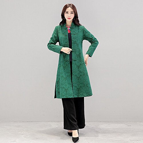 Coupe-vent femme longue isolation coton contre le vent automne hiver vert L