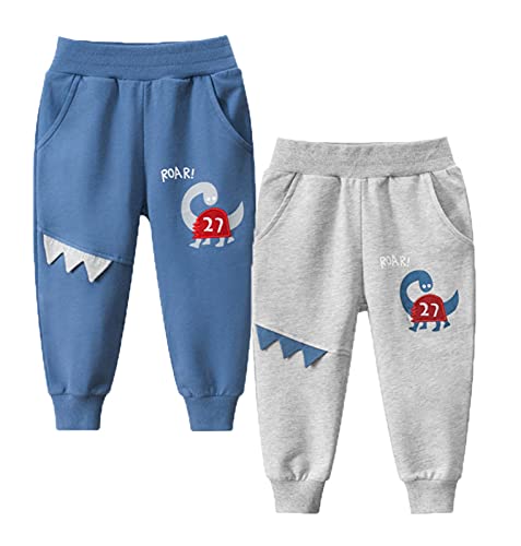 Image of HILEELANG Toddler Boy Sweatpants Kids Sport Jogger Cotton Casual Active Playwear Sweats Pants 2-Pack