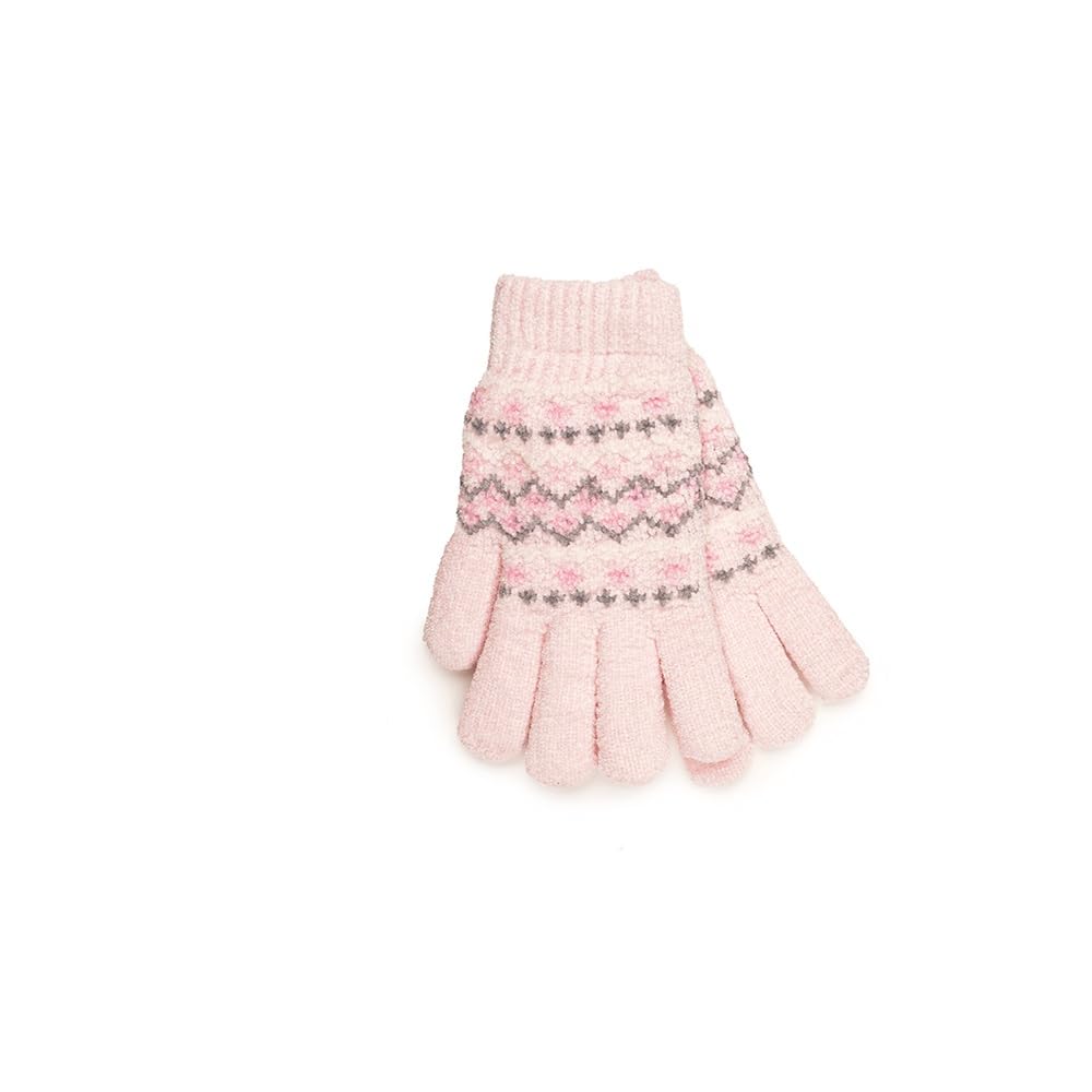 Undercover Lingerie Women's Baby Pink Fairisle Fairisle Chenille Knitted Gloves Gl851a Pink