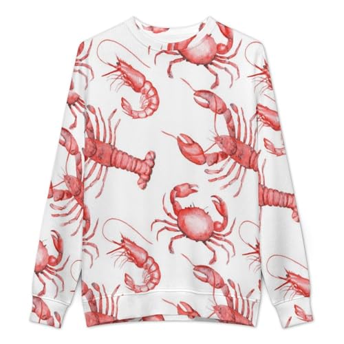 MoBlinko Mens Sweater Red Vintage Lobster Sweaters for Men Crew Neck Sweater for Men Lightweight Pullover2
