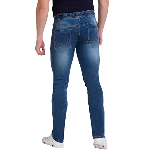 Image of Parx Men's Flat Front Jogger Fit Dark Blue Jeans