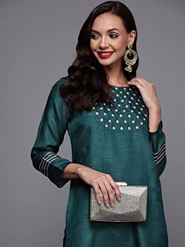 Image of INDO ERA Women's Polyester Solid Straight Kurta with Pant Set (IEIEI9116)