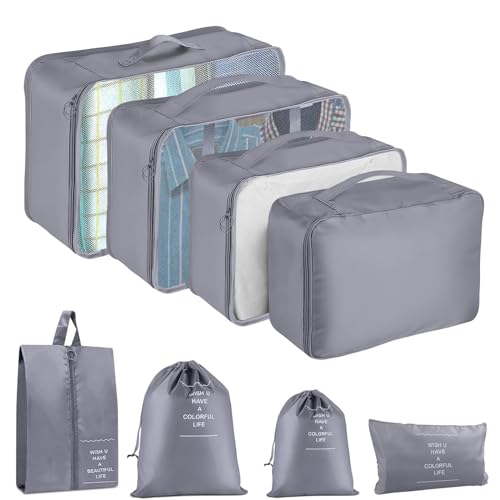 YEEYAA Packing Cubes for Travel 8 Set Luggage Organizer Bags