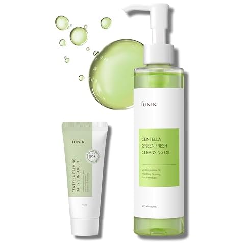 IUNIK Centella Asiatica Cleansing Oil - Pore & Sebum Control Oil Cleanser | Makeup & Sunscreen Remover for Women & Men Dry Oily Sensitive Acne-prone Skin Gentle Face & Body Wash Korean Skincare Cover