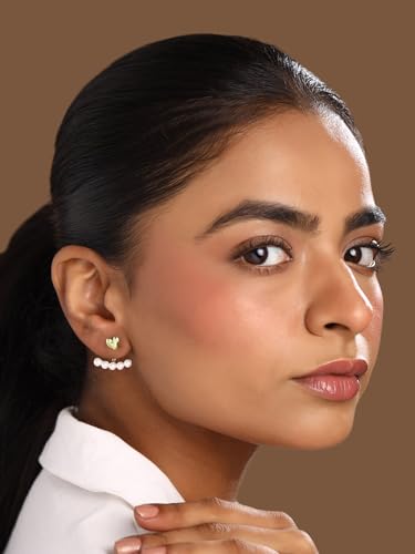 Image of Yellow Chimes Fashion Women Combo Earrings Set | 2 Pairs Korean Style White Earrings