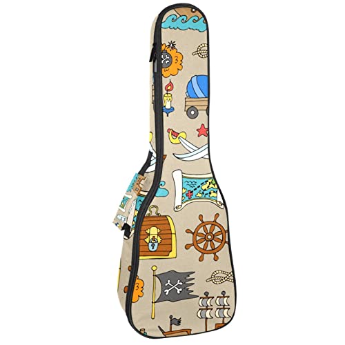 Étui pour ukulélé soprano et ténor Pirates Adventures avec sac étanche