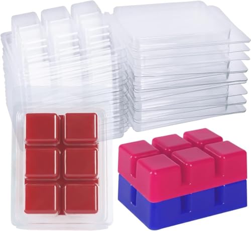 CLTNIKET 100 Packs Wax Melt Clamshells Molds Clear Empty Plastic Cube Tray for Wickless Tarts Candles.