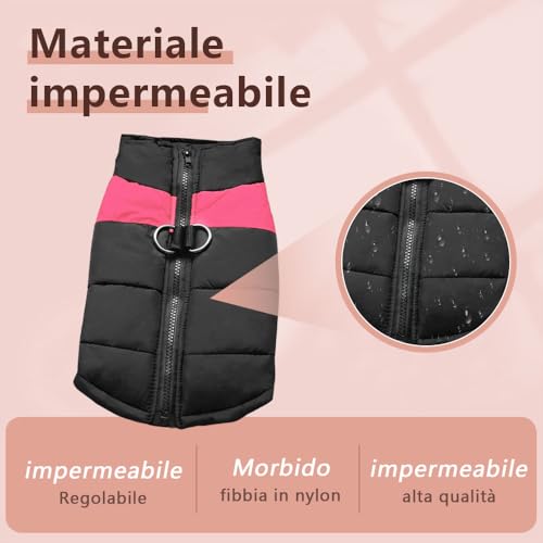 Voarge Winter Warm Pet Hund Kleidung, wasserdichte Hundemanteljacke, Haustier Kleidung Winterjacke Hunde Mantel für Kleine Mittlere Große Hunde (Rosa, S)