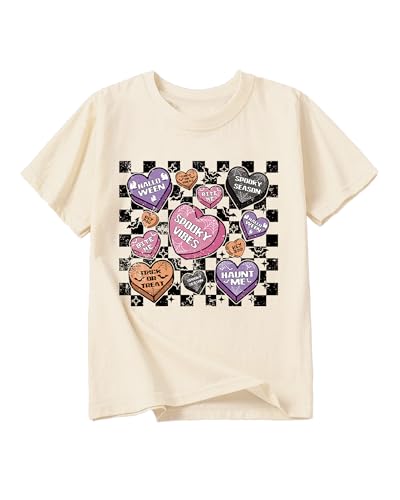 Girls Halloween Shirt Cute Pumpkins Ghost Cotton Short Sleeve Tees 2-12 Years