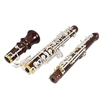 Oboe Professional - Leistungsklasse mit Roter - Holz - Korpus, vergoldetem Halbautomatikmechanismus, C - Ton, inklusive Pfeifen, Reinigungstuch, Oboe - Bürste, Pulverpapier, Saugpapier, Daumenstütze,