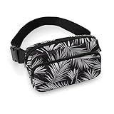 White Palm Leaves_G - Riñonera cruzada para mujeres y hombres, riñonera para entrenamiento, correr, viajes con correa ajustable