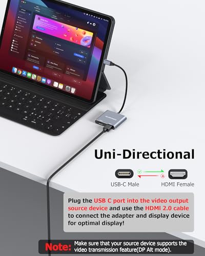 Image of Dual HDMI Adapter for 2 Monitors Extended Display 1 in 2 Out, USB C to HDMI Splitter for Laptop MacBook Pro /Air, Support 4K@30Hz Double Monitors or 4K@60Hz Single Monitor